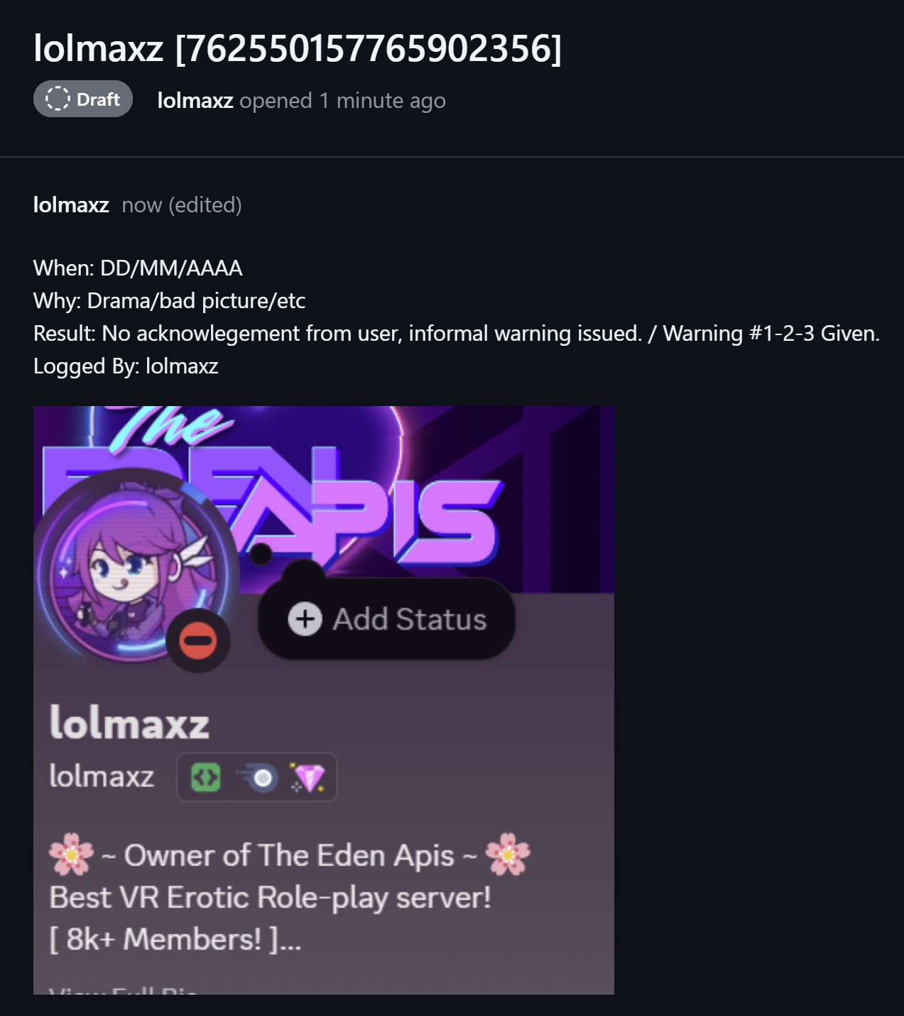 Example of a card in github